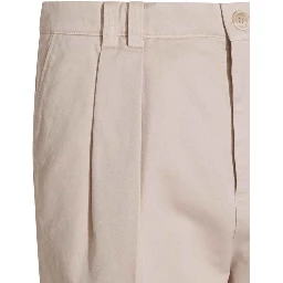 Beige Cotton Casual Pants