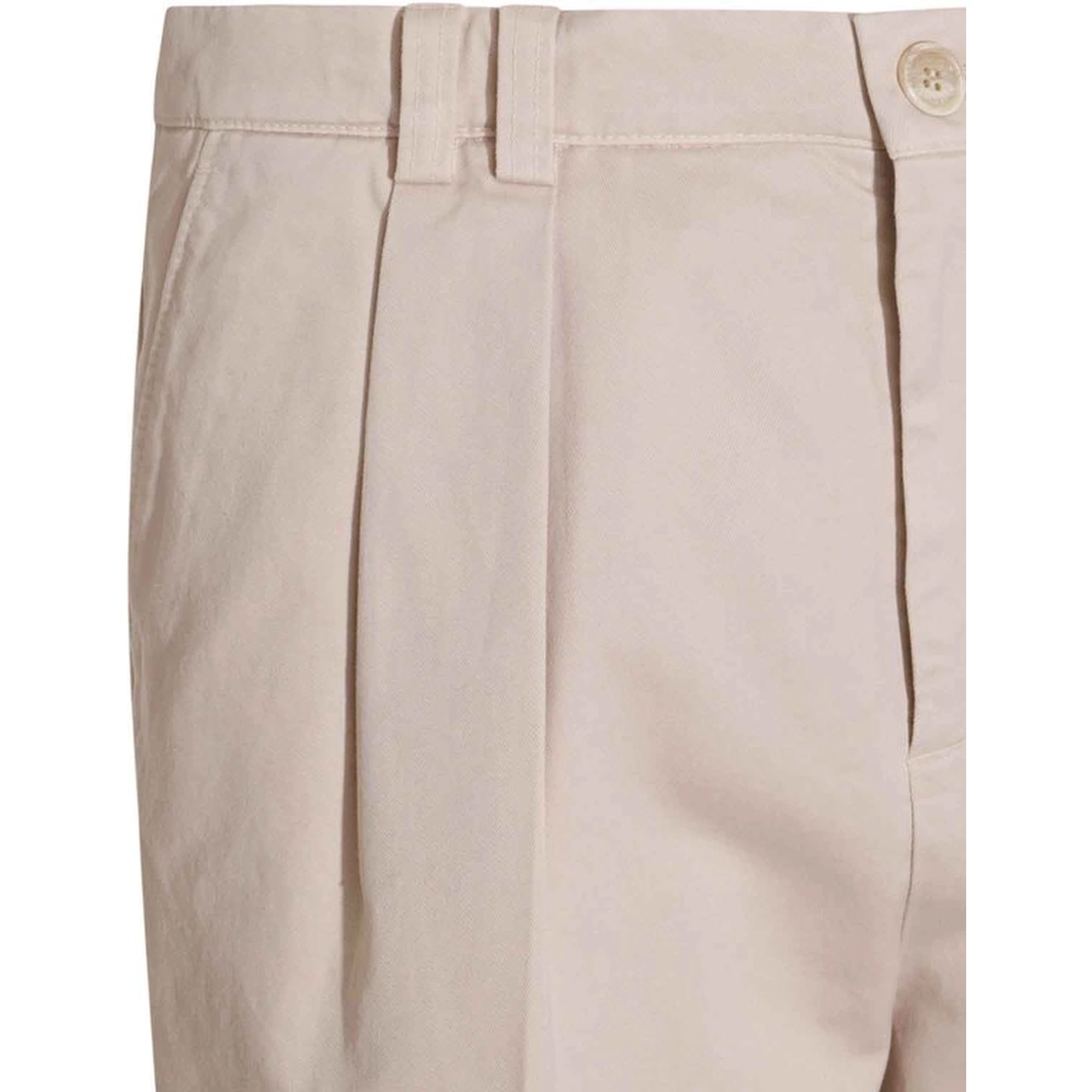 Beige Cotton Casual Pants