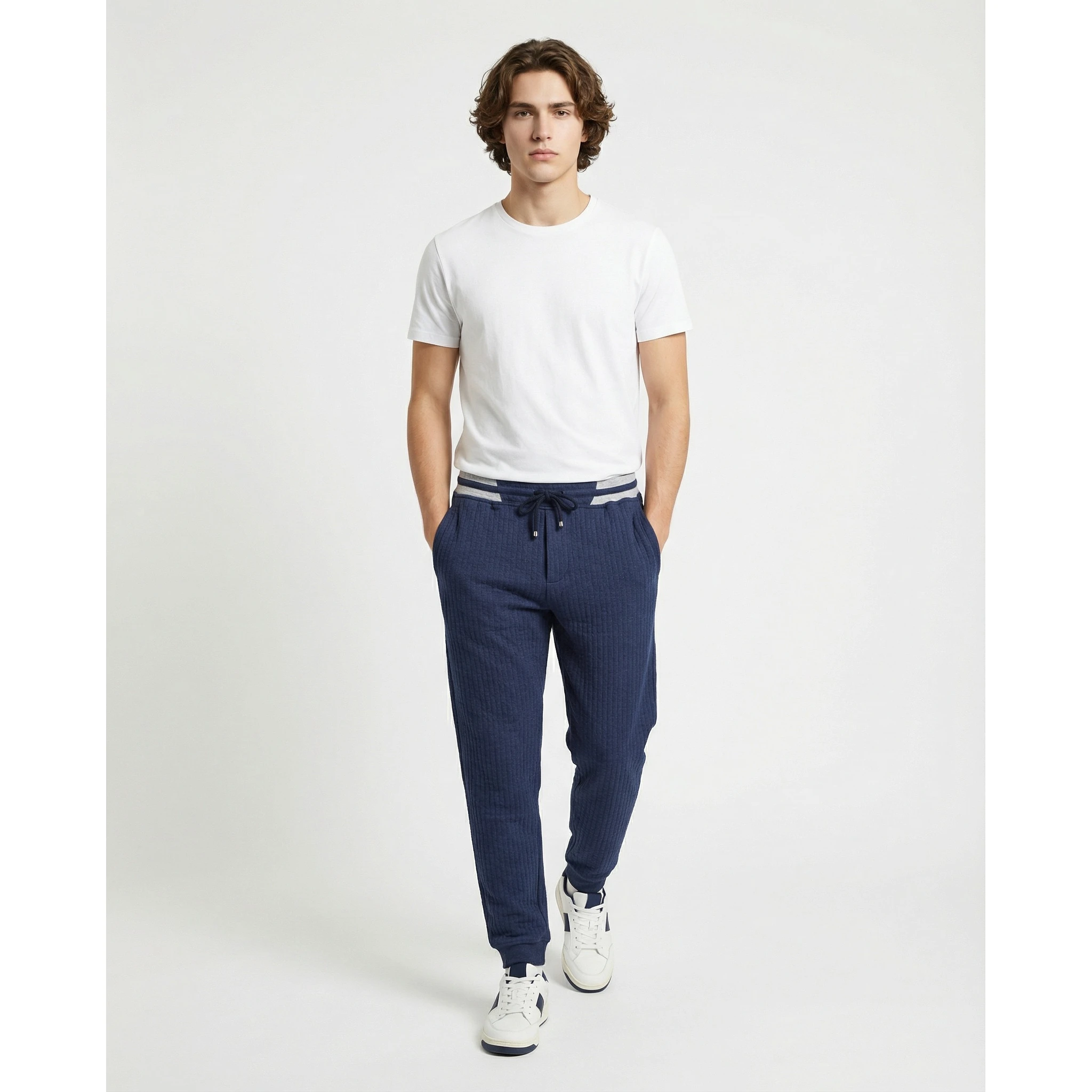 Blue Cotton Joggers (Workout Pants)