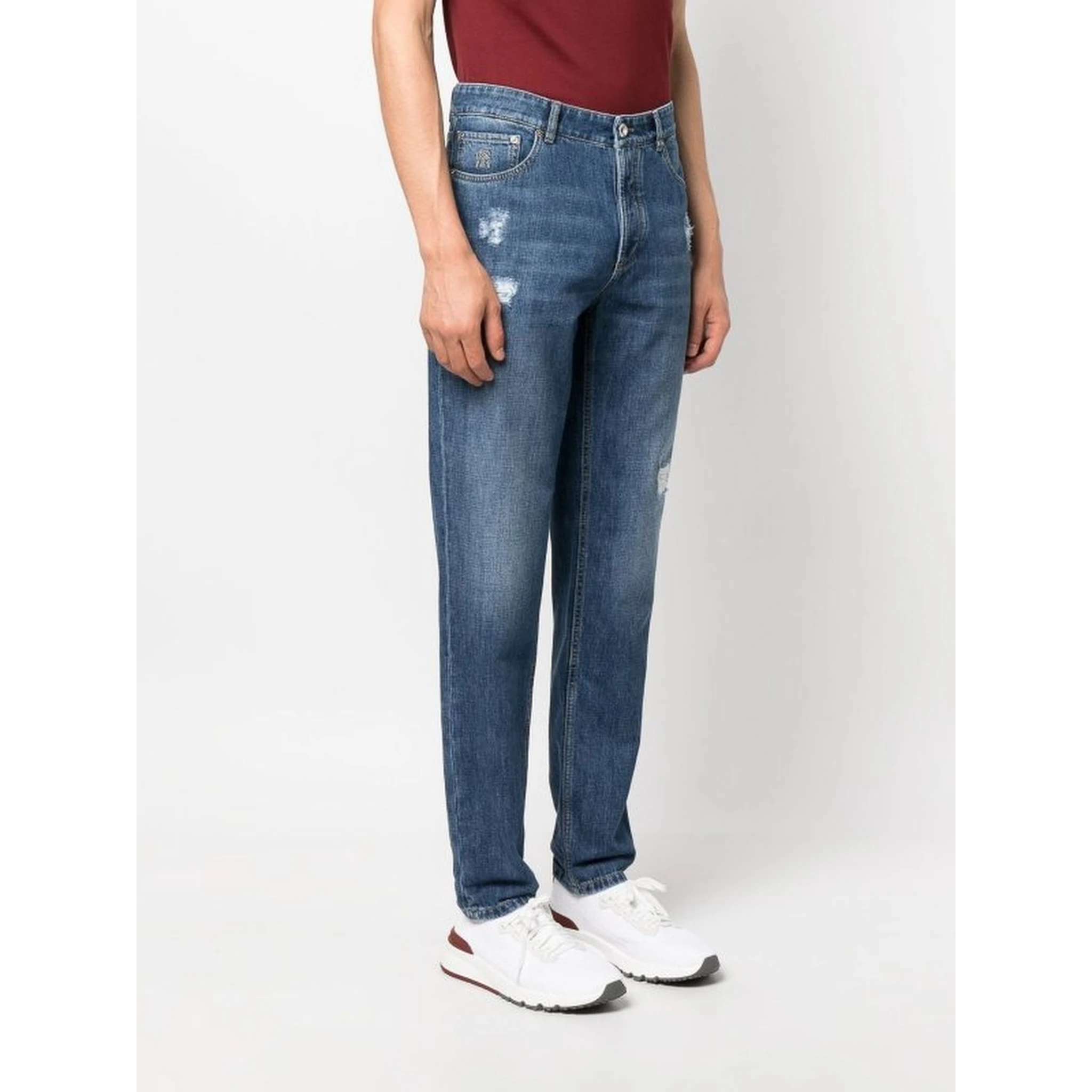 بنطلون جينز أزرق قطني بقصة مستقيمة