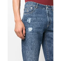 بنطلون جينز أزرق قطني بقصة مستقيمة