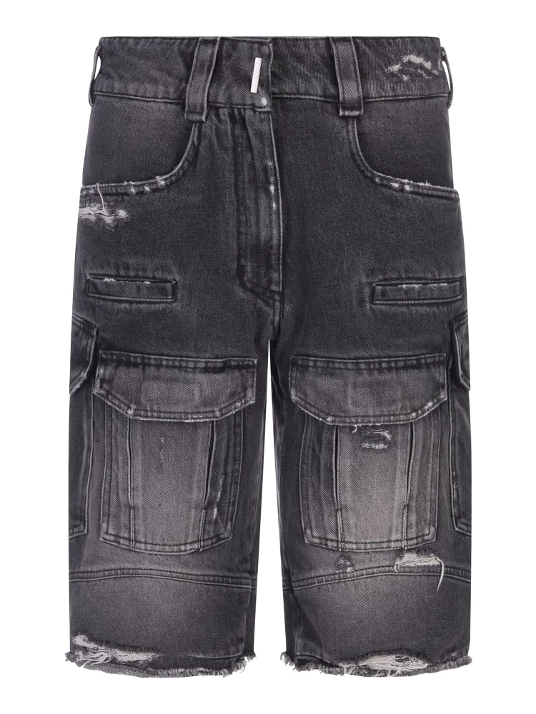 Black Fibres Cargo Shorts
