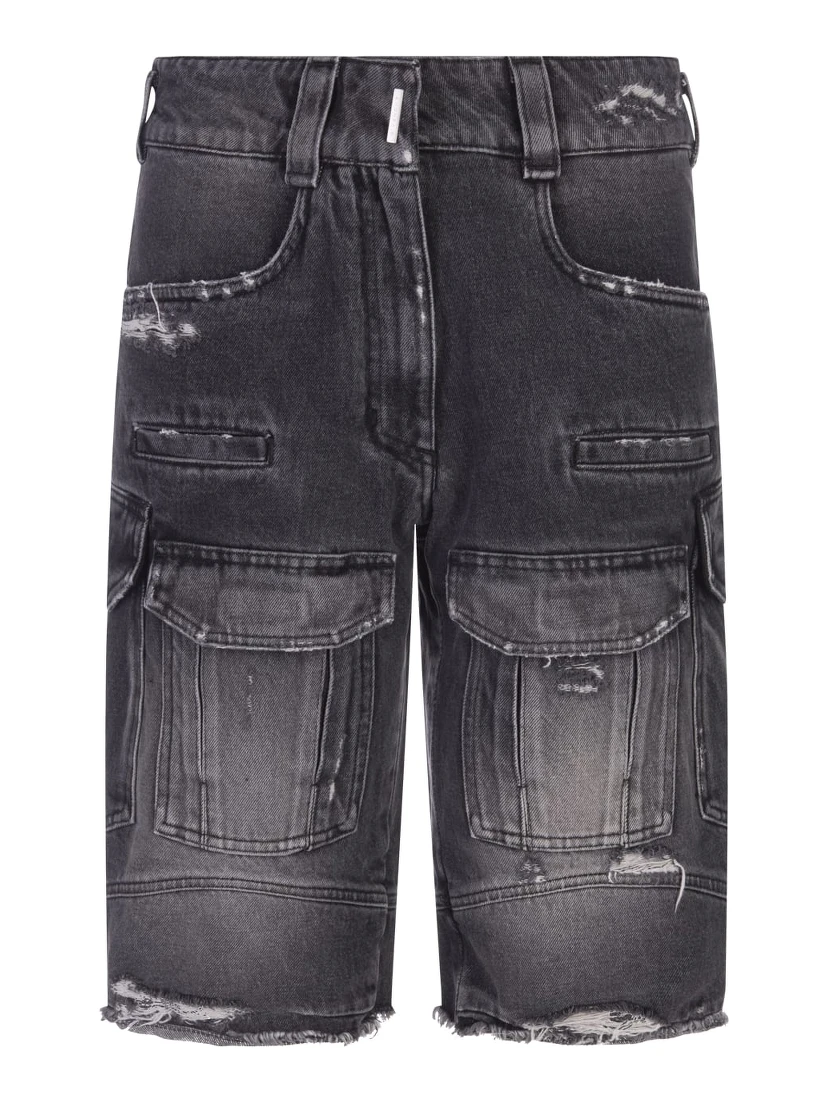 Black Fibres Cargo Shorts