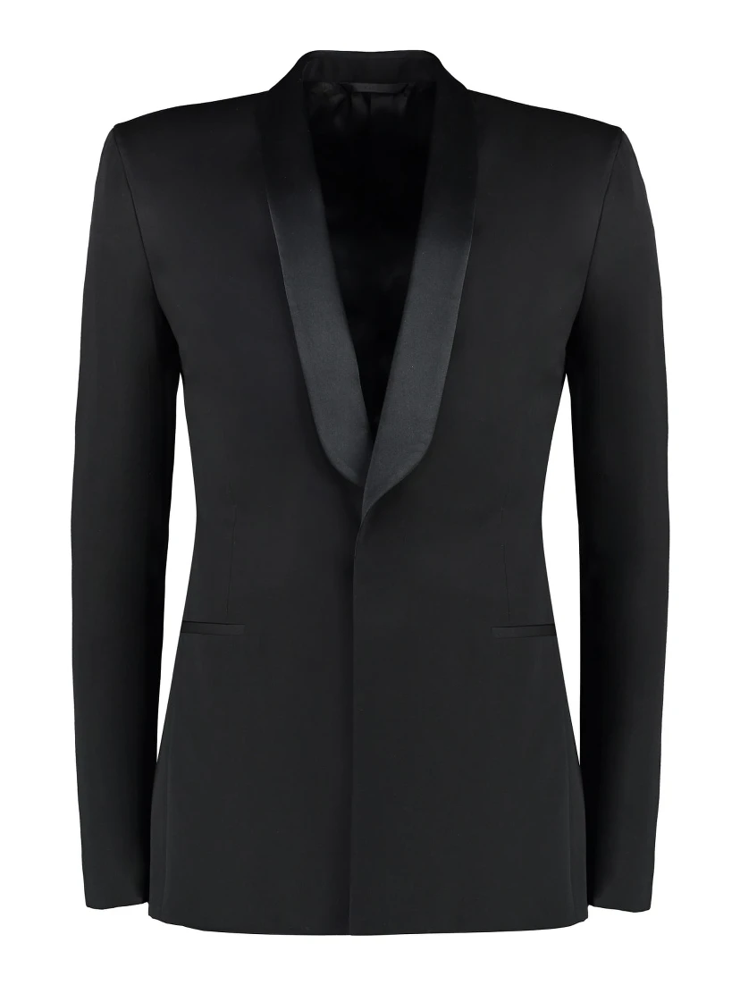 Black Fibres Jackets And Coat
