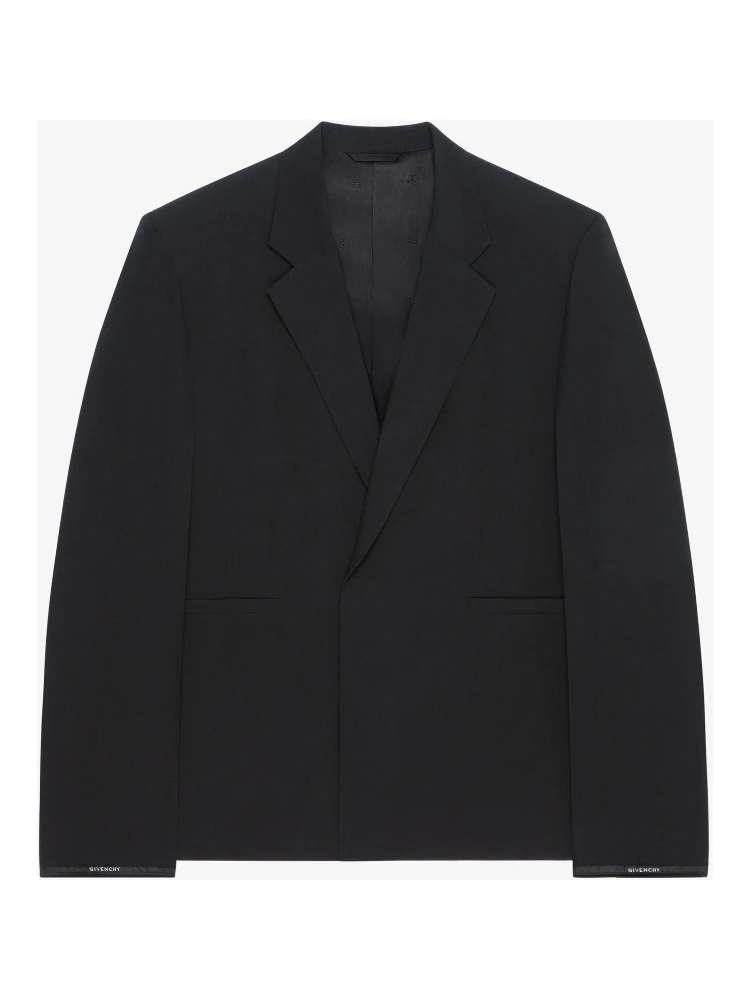 Black Fibres Jackets And Coat
