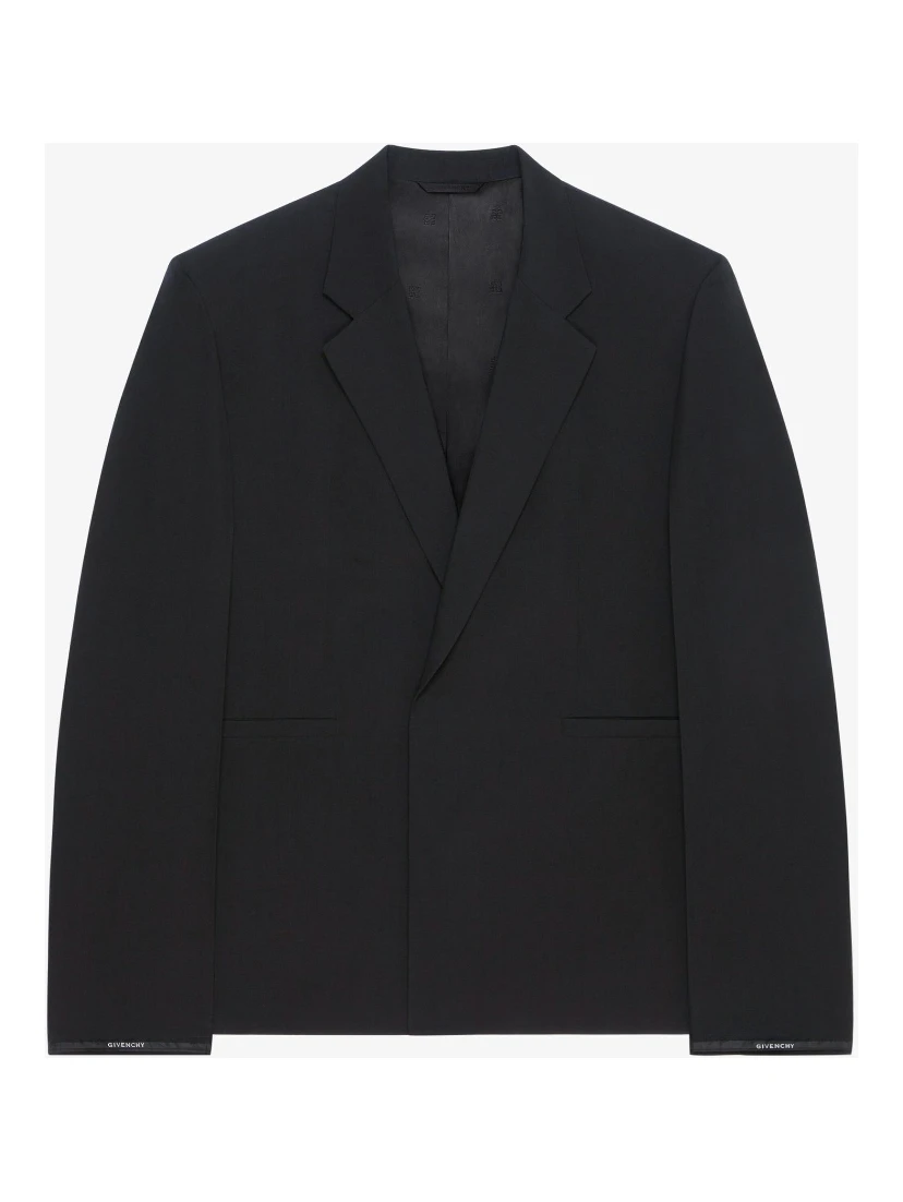 Black Fibres Jackets And Coat