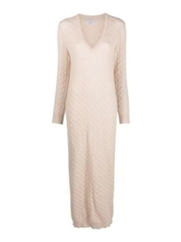 Beige Wool Casual Dress