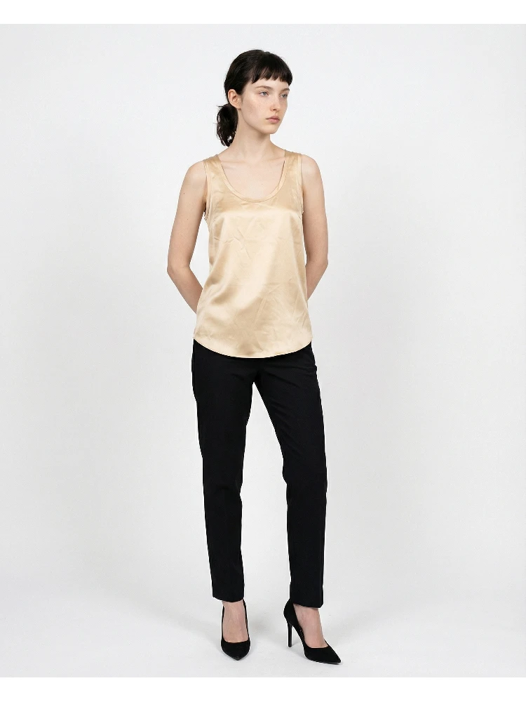 Beige Silk T-Shirt