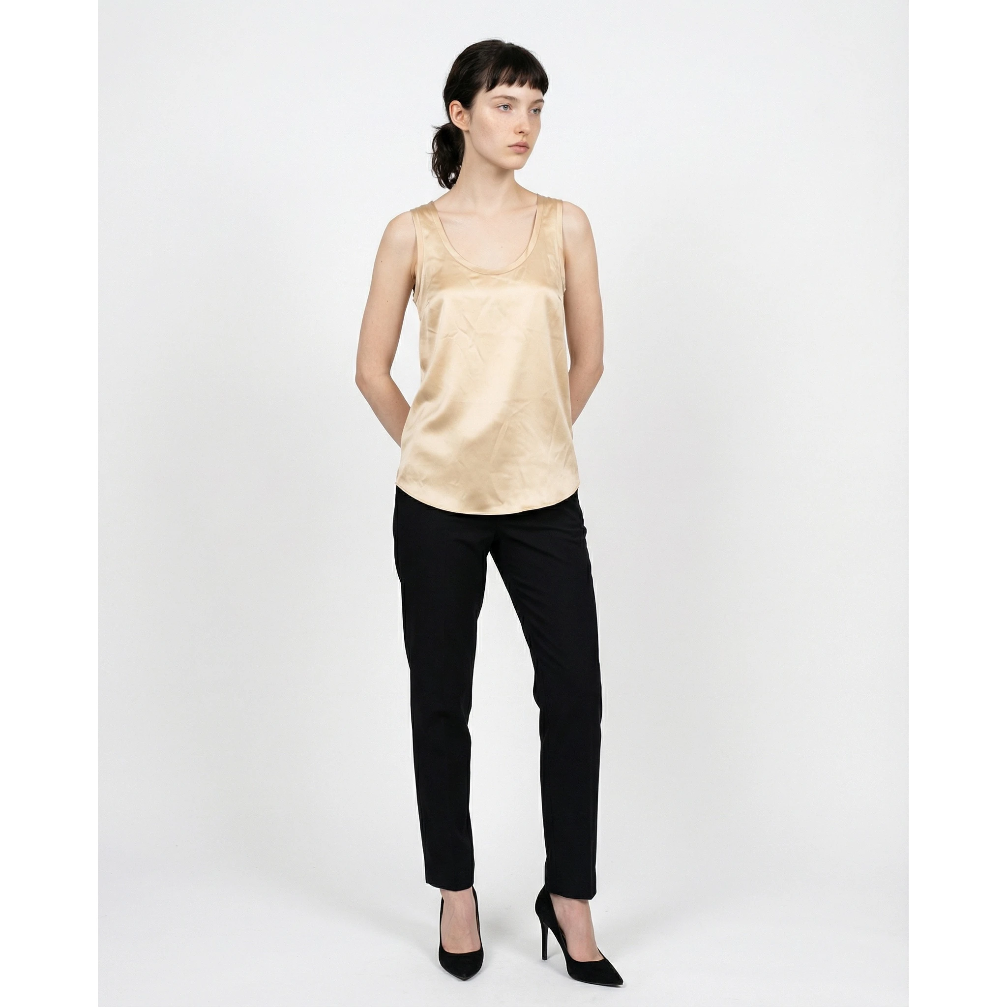 Beige Silk T-Shirt