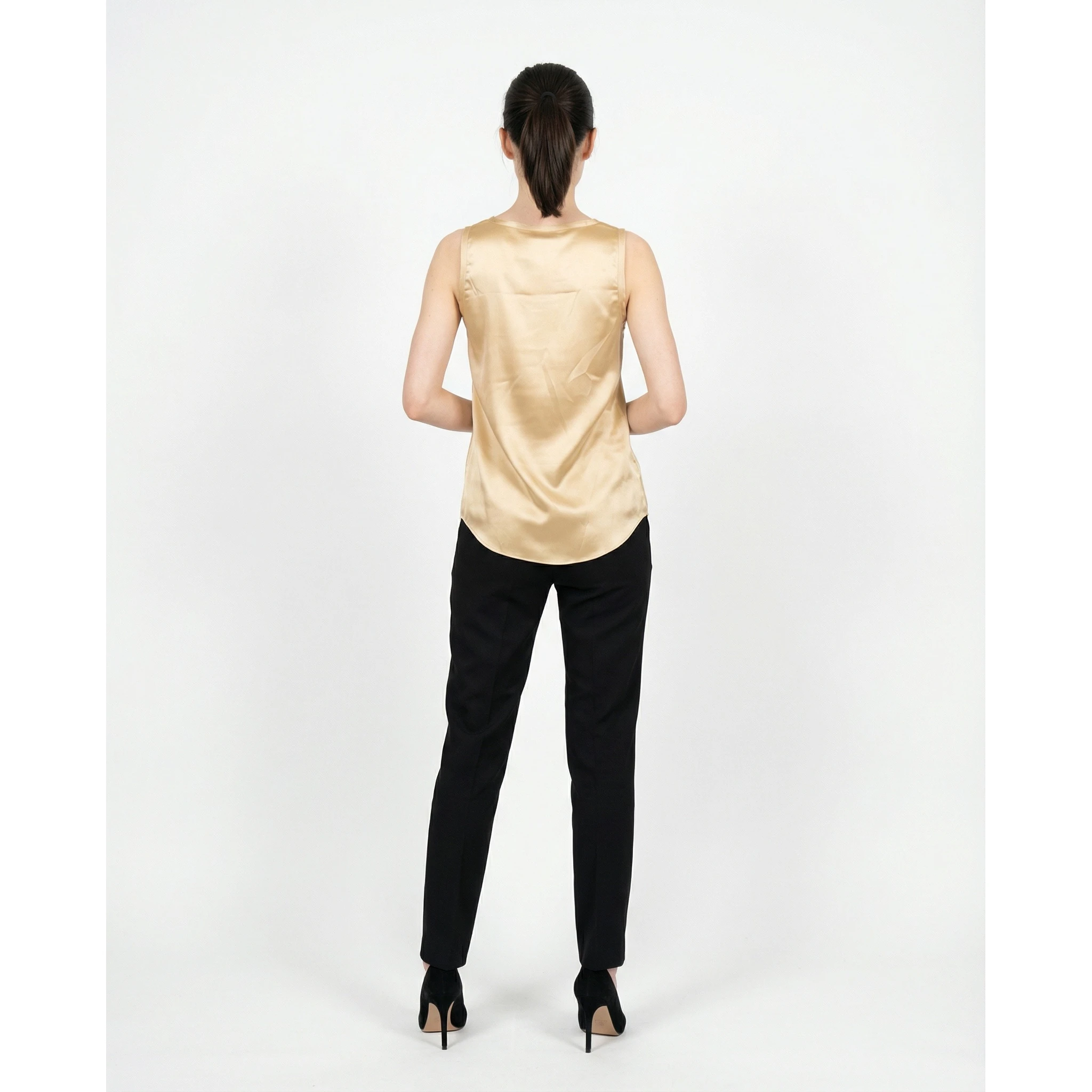 Beige Silk T-Shirt