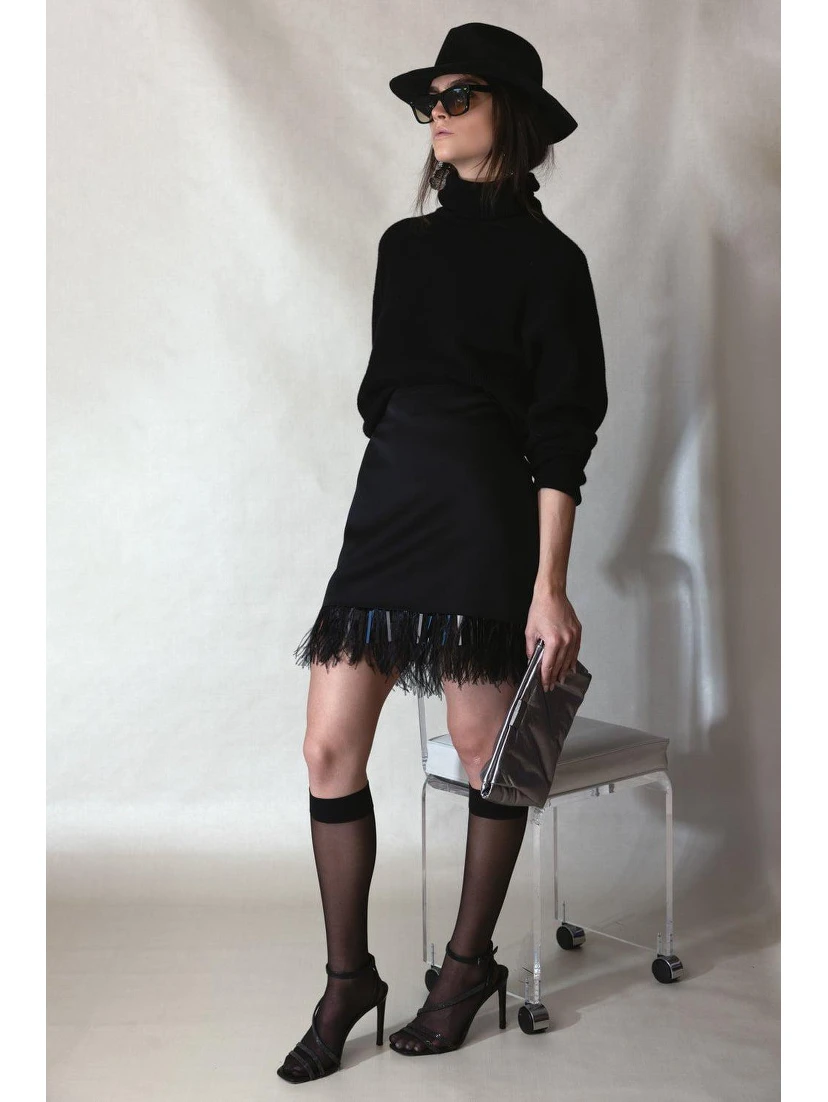 Black Acetate Mini Skirt