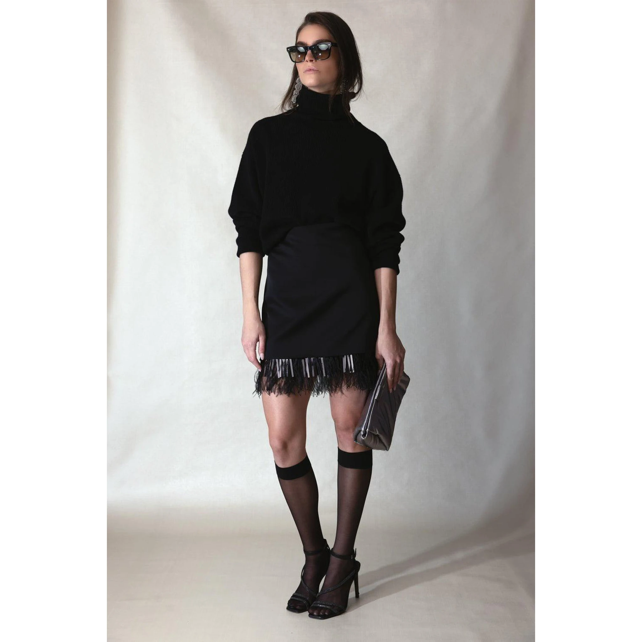 Black Acetate Mini Skirt