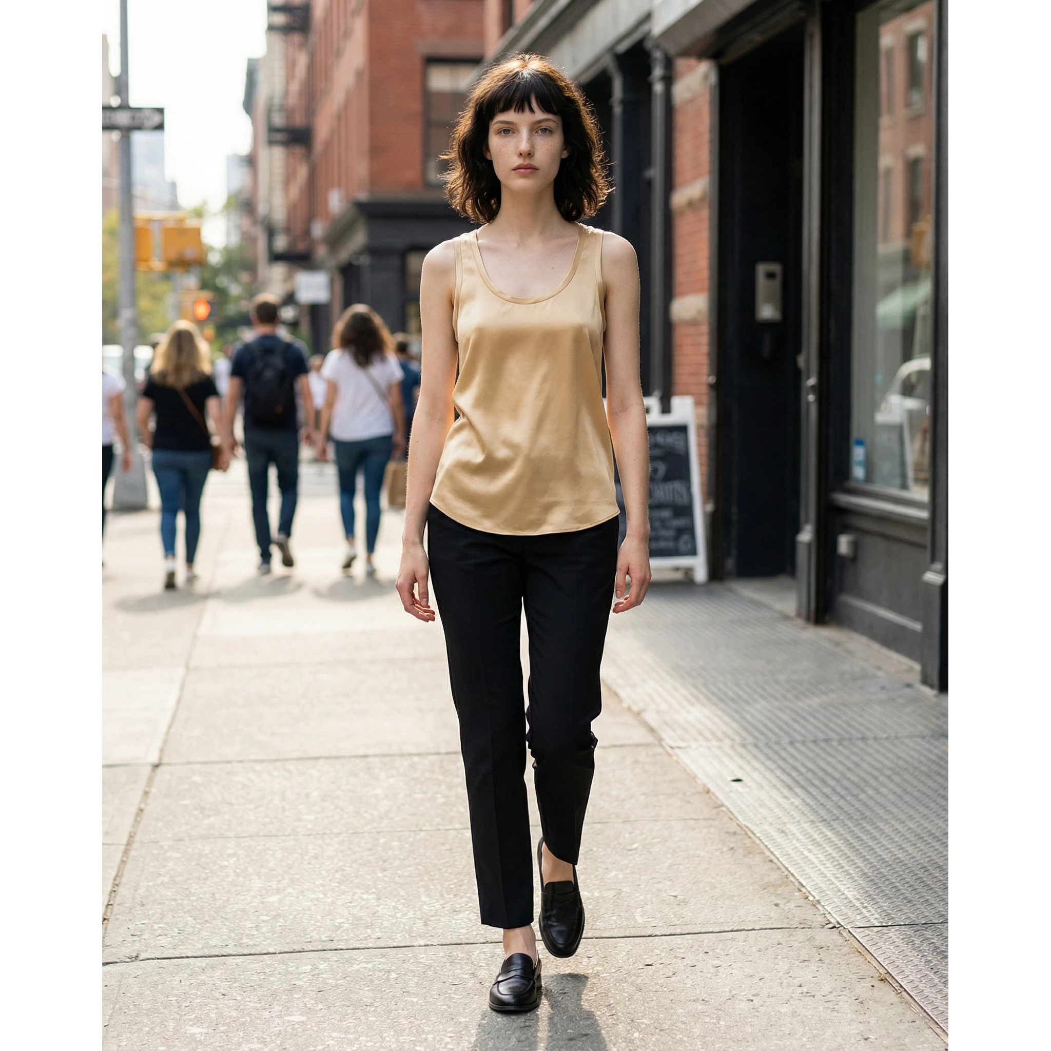 Beige Silk T-Shirt