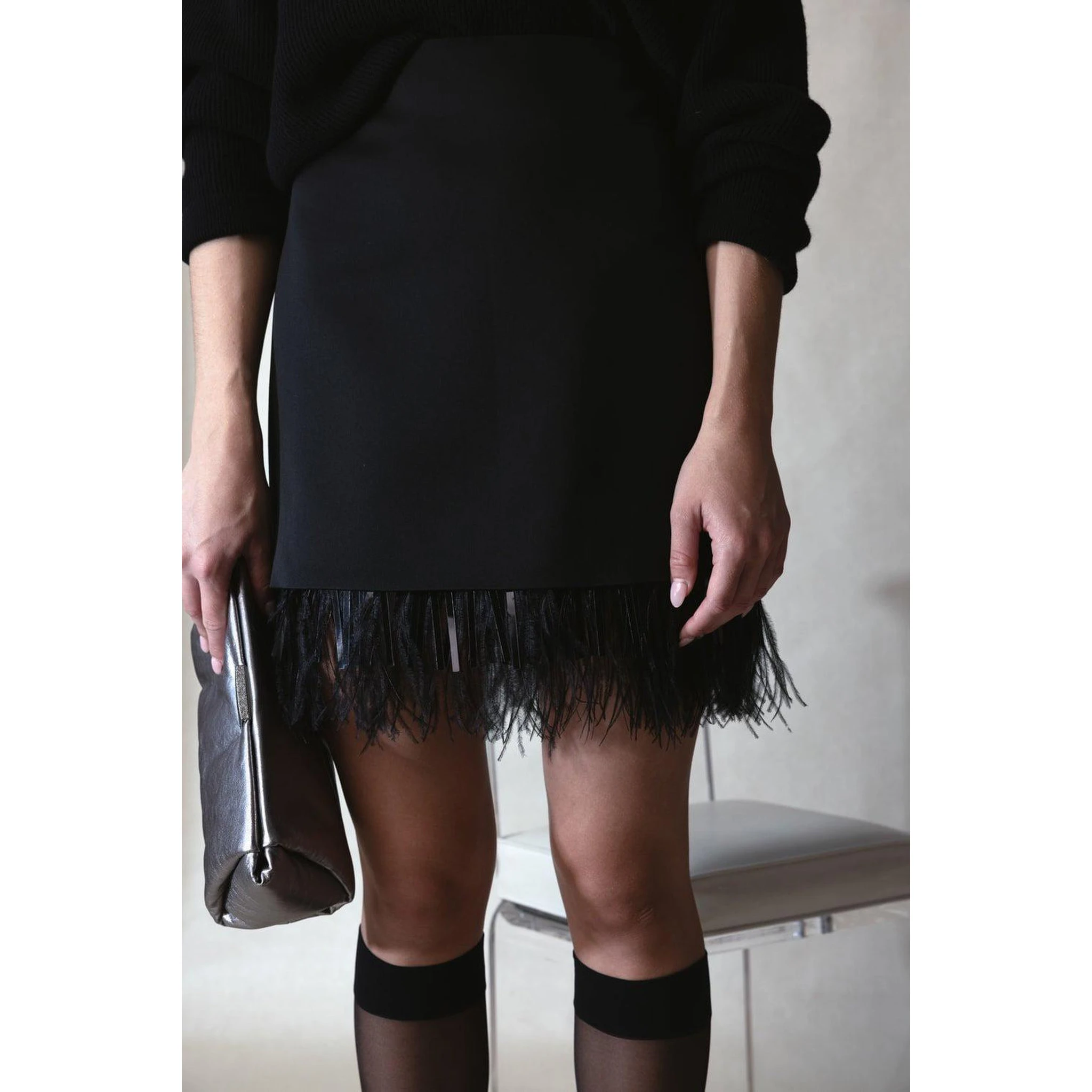 Black Acetate Mini Skirt