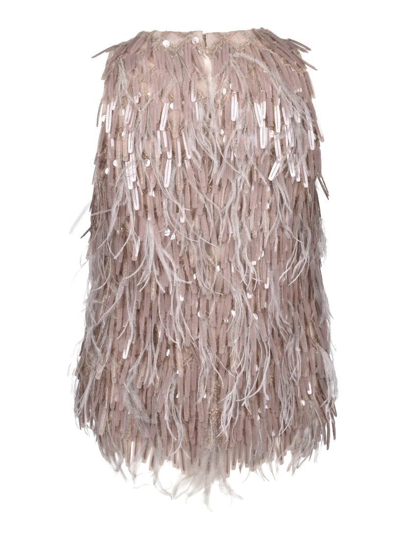 Beige Silk Cocktail Dress