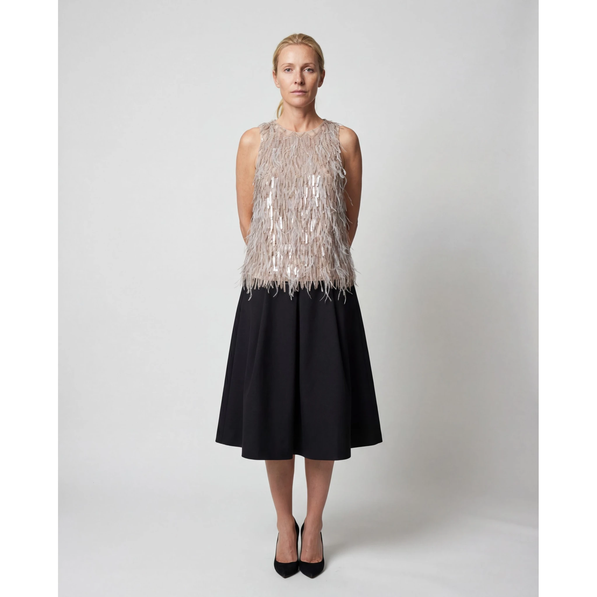 Beige Silk Cocktail Dress