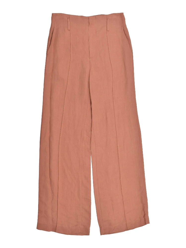 Orange Viscose Casual Pants