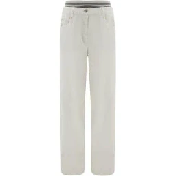 بنطلون قطني أبيض كاجوال