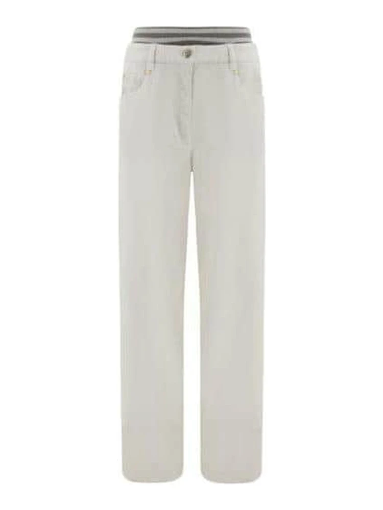 White Cotton Casual Pants