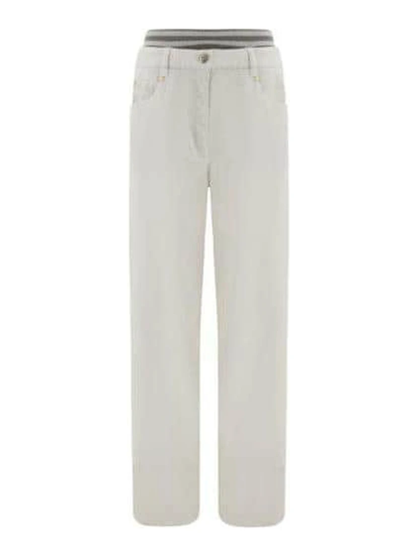 White Cotton Casual Pants