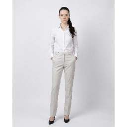 White Cotton Casual Pants