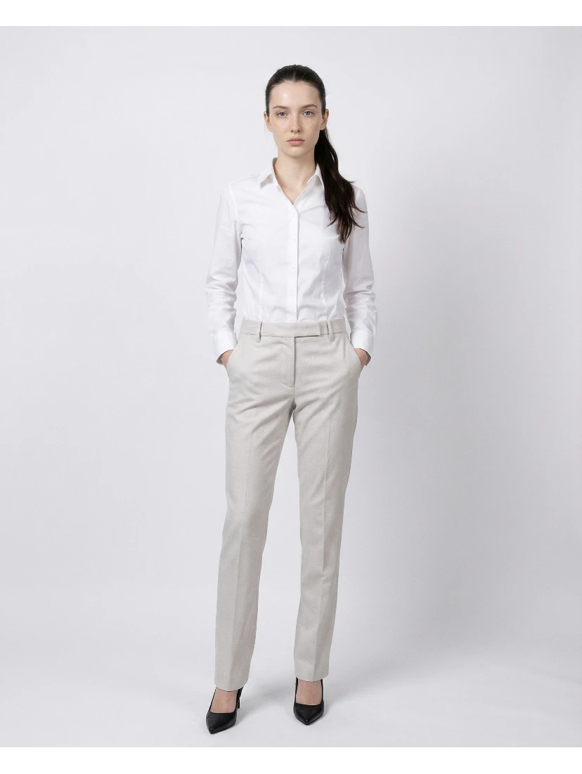 White Cotton Casual Pants