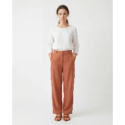 Orange Viscose Casual Pants