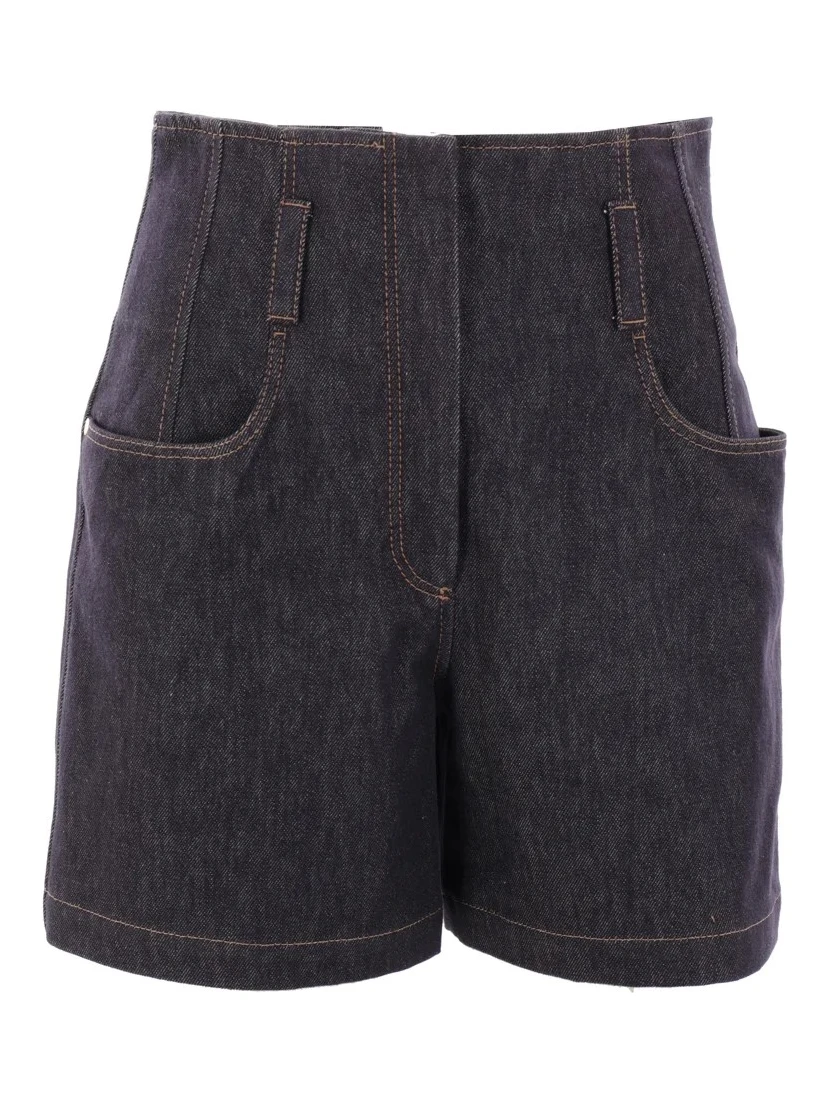 Blue Cotton Bermuda Shorts
