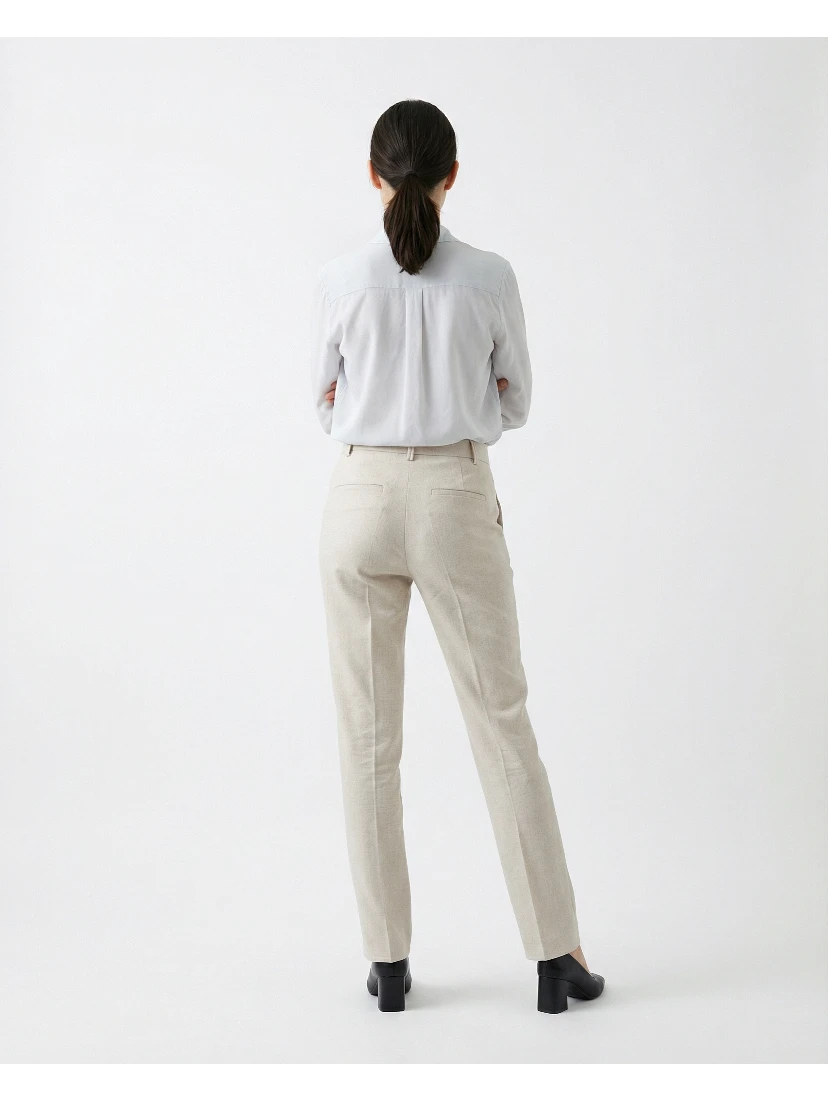 White Cotton Casual Pants