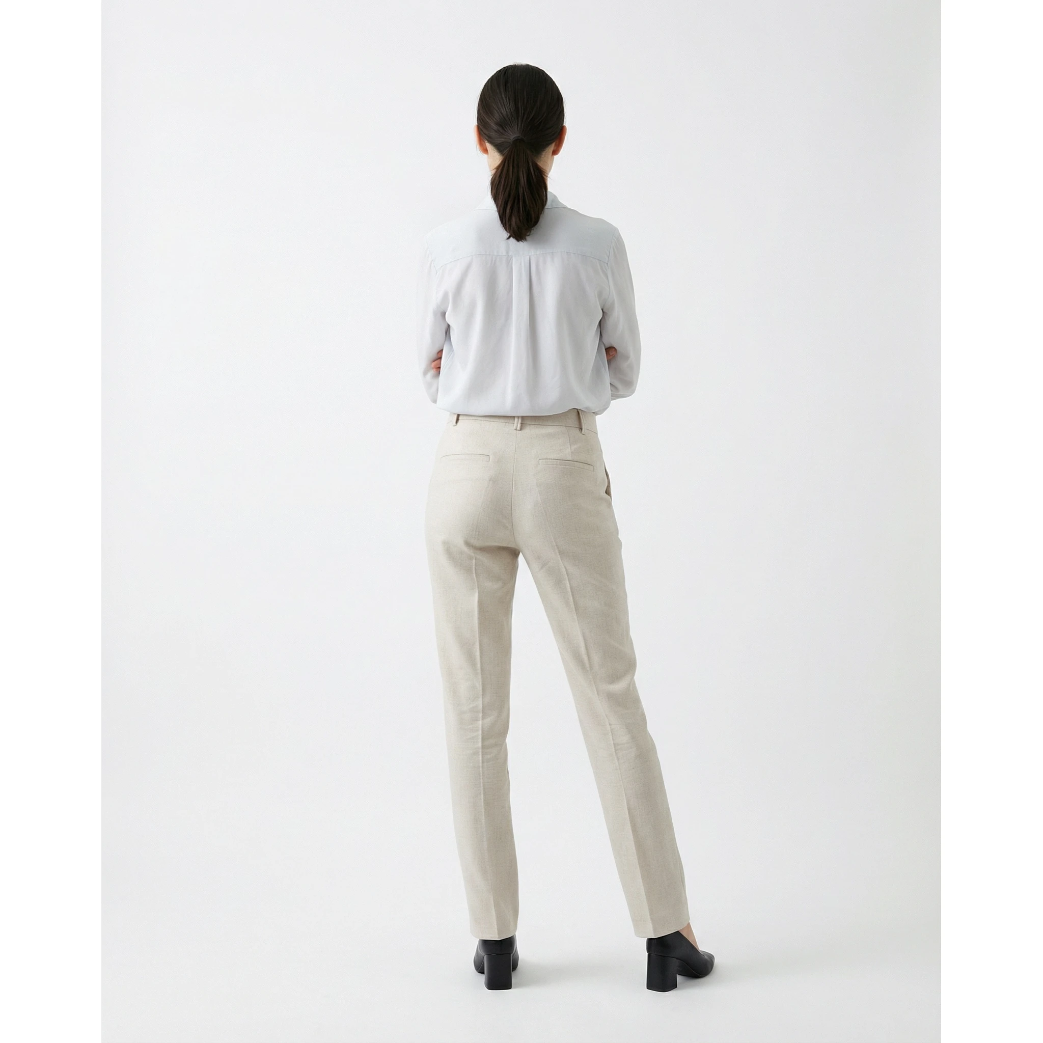 White Cotton Casual Pants