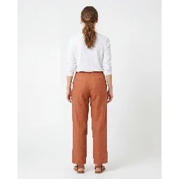 Orange Viscose Casual Pants
