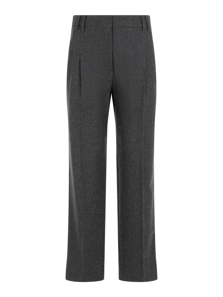 Gray Wool Casual Pants
