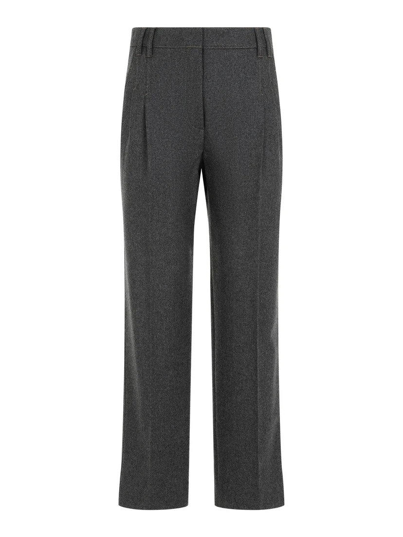 Gray Wool Casual Pants