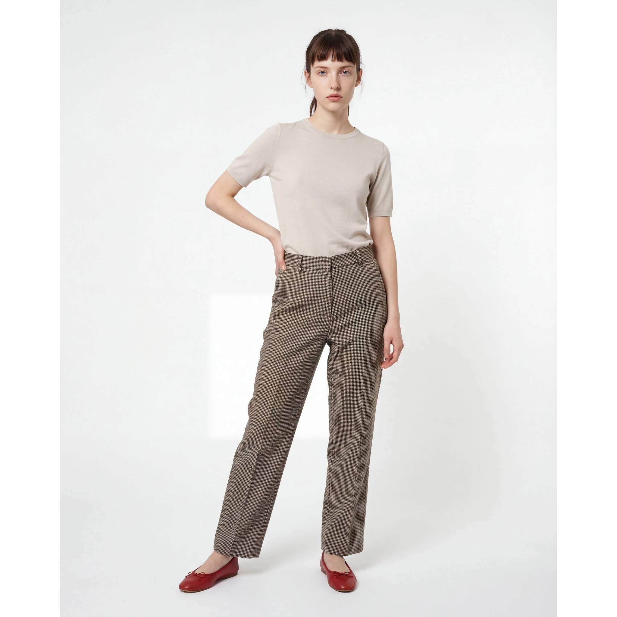Beige Linen Casual Pants
