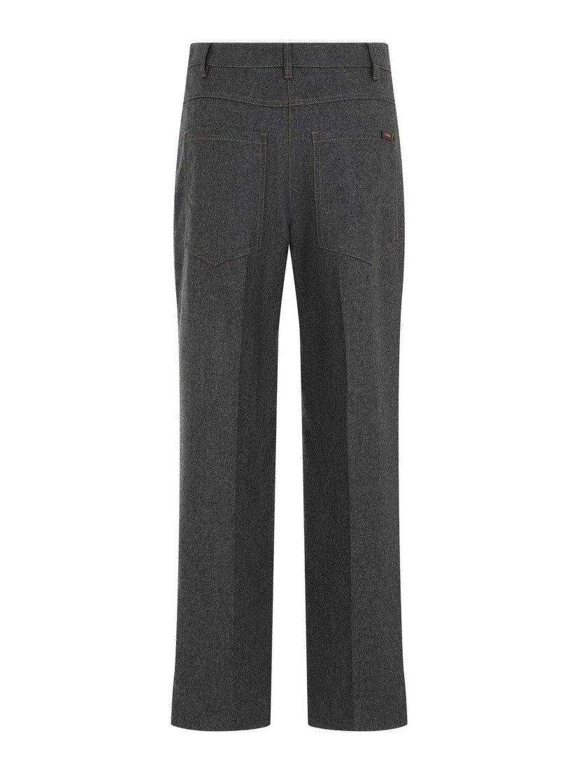 Gray Wool Casual Pants