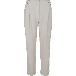 White Viscose Casual Pants