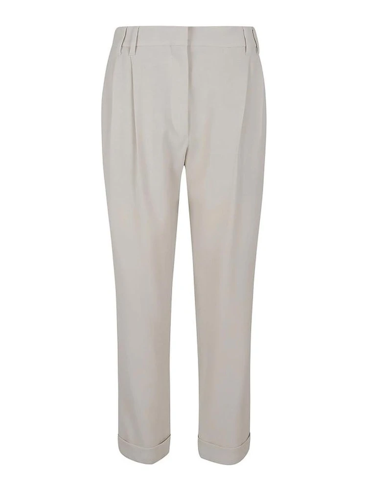 White Viscose Casual Pants