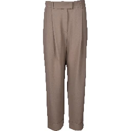 Beige Acetate Casual Pants