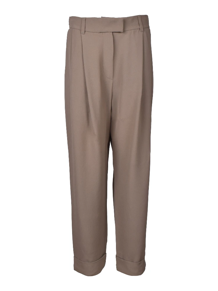 Beige Acetate Casual Pants