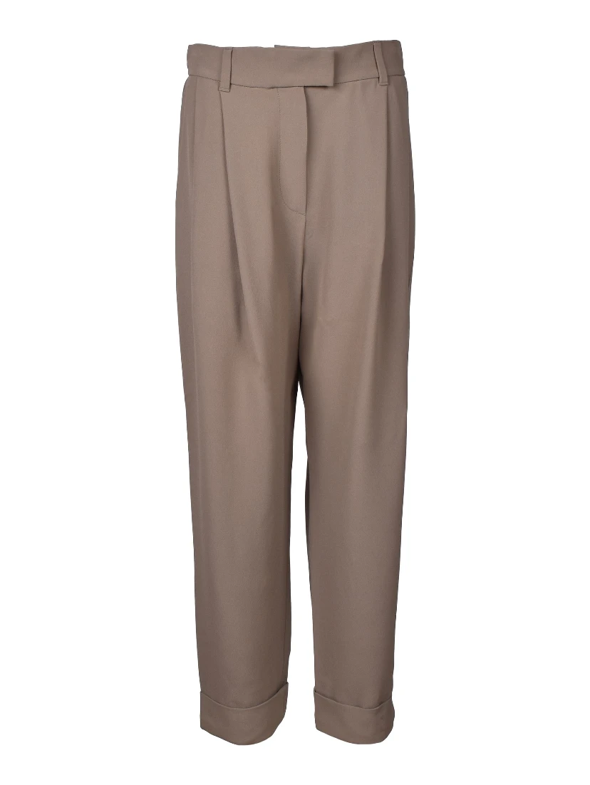 Beige Acetate Casual Pants