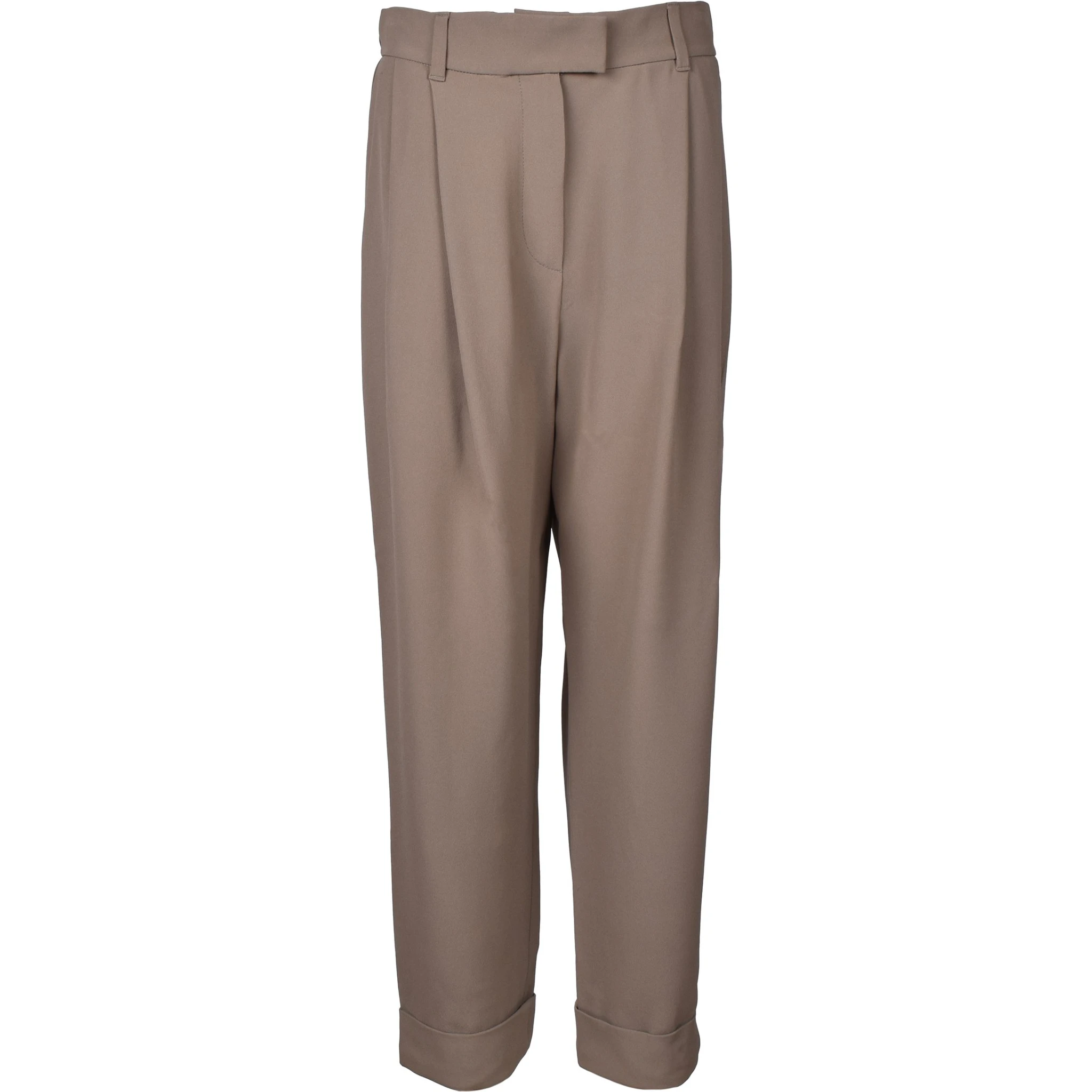 Beige Acetate Casual Pants