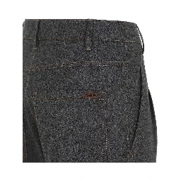 Gray Wool Casual Pants