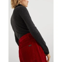 Red Cotton Flared Pants