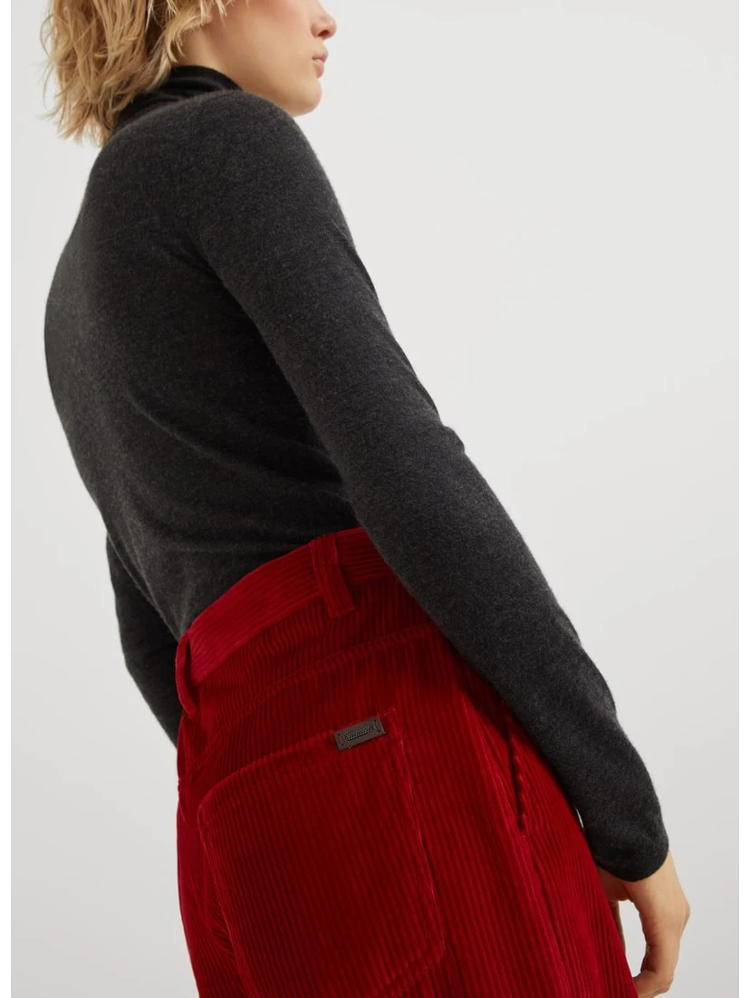 Red Cotton Flared Pants