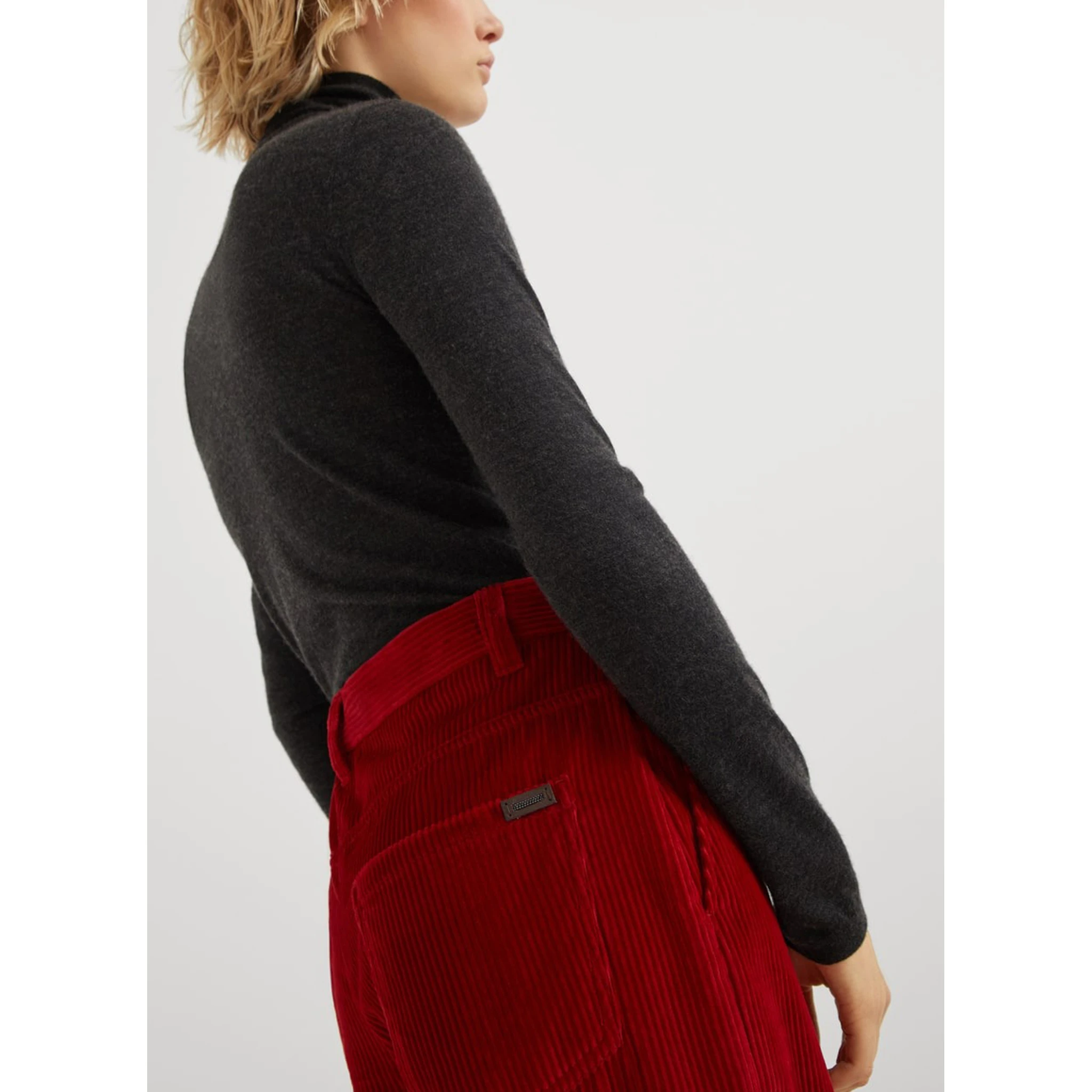 Red Cotton Flared Pants