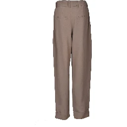 Beige Acetate Casual Pants