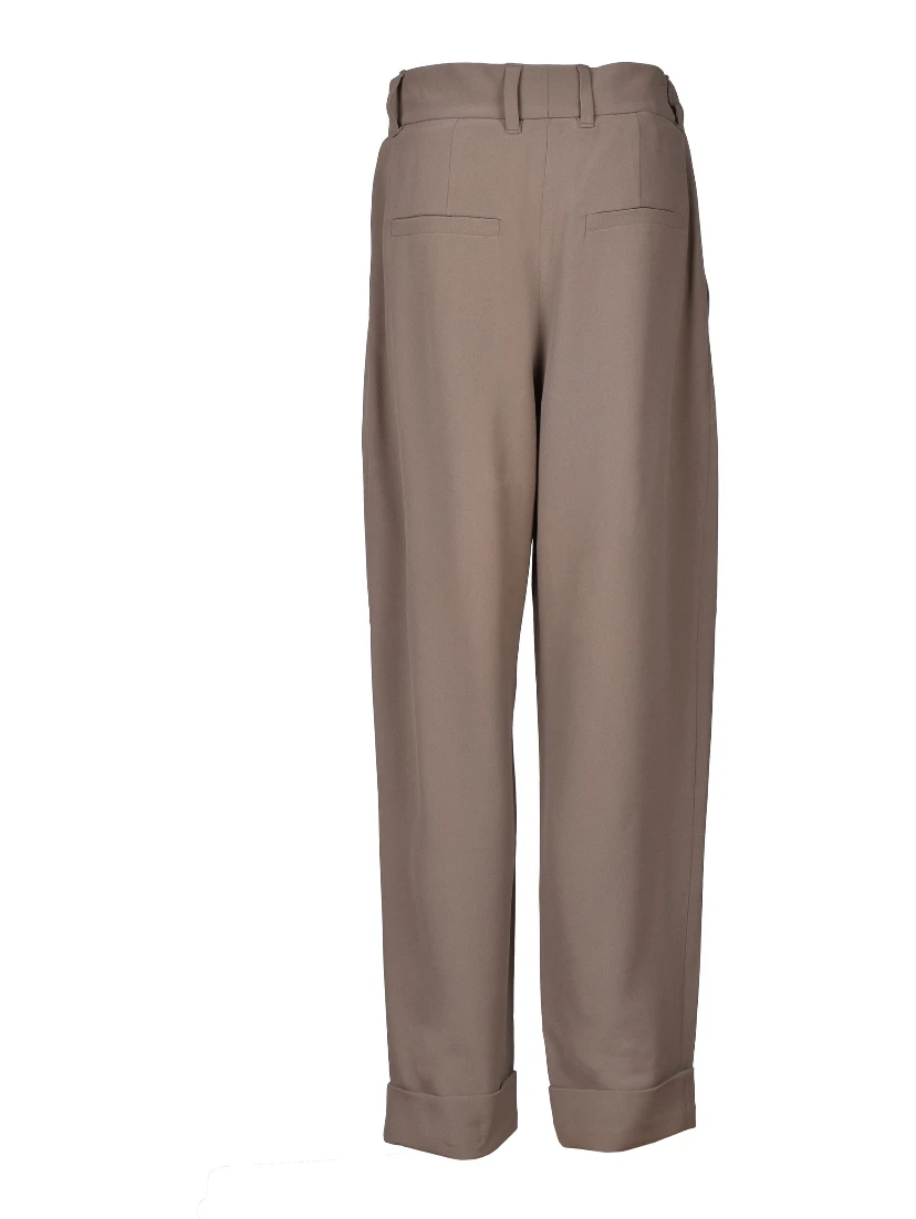 Beige Acetate Casual Pants