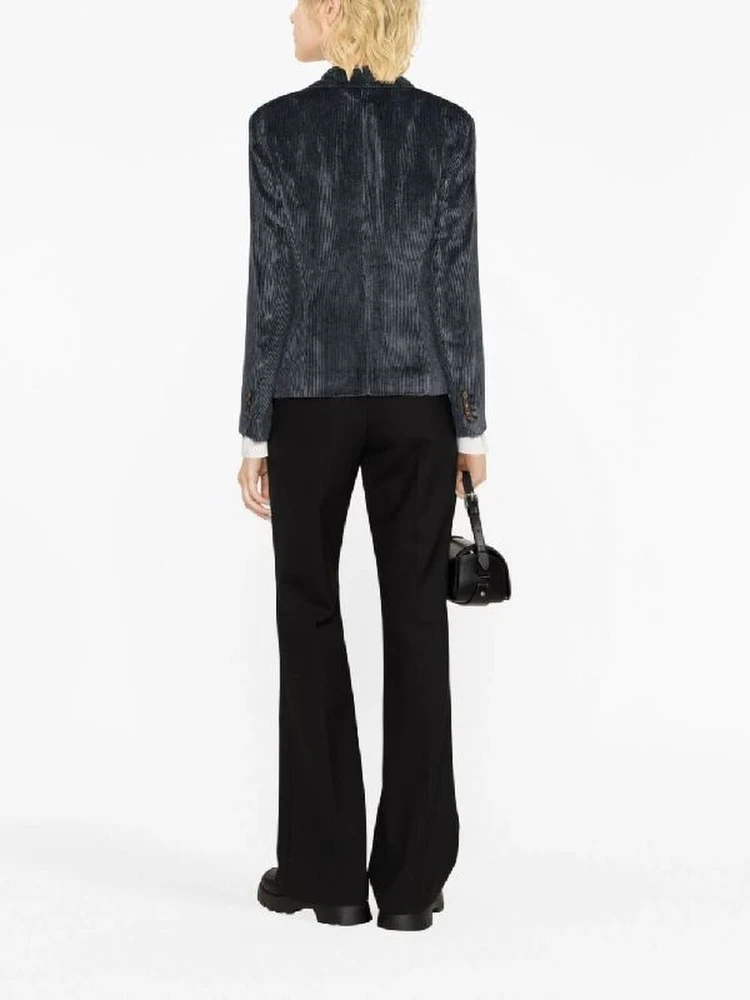 Blue Viscose Jackets And Coat