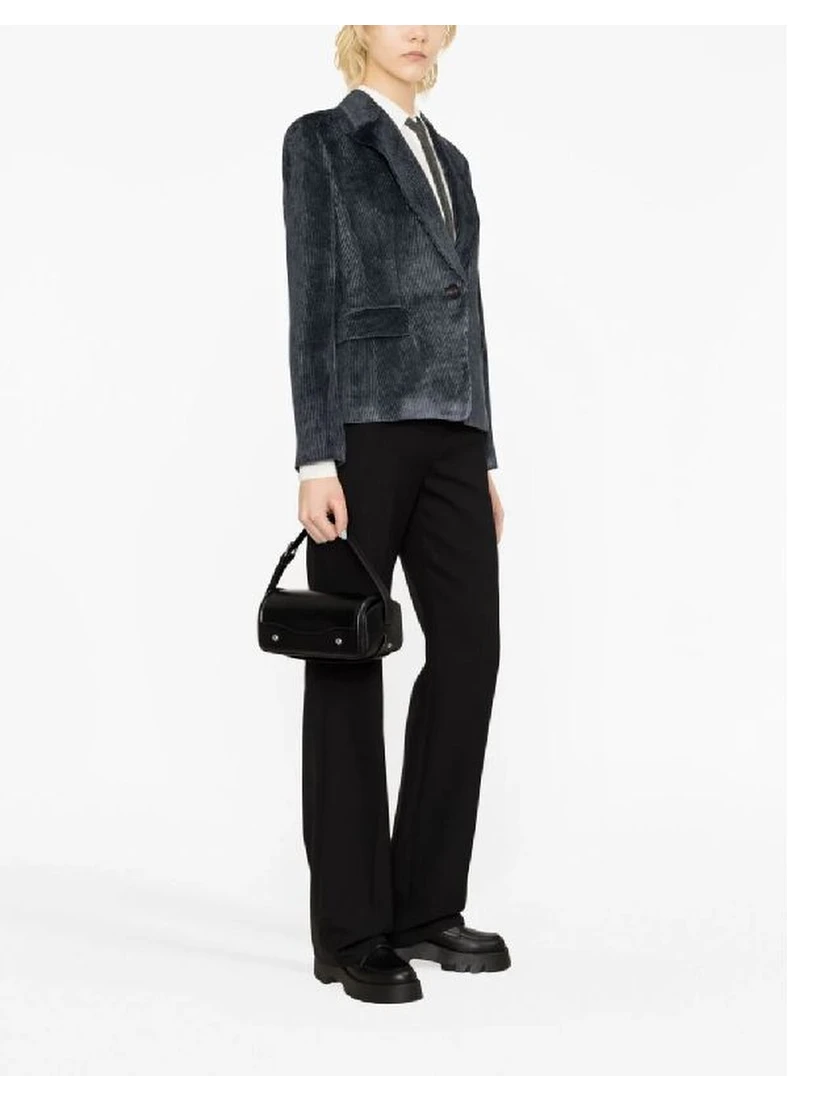 Blue Viscose Jackets And Coat