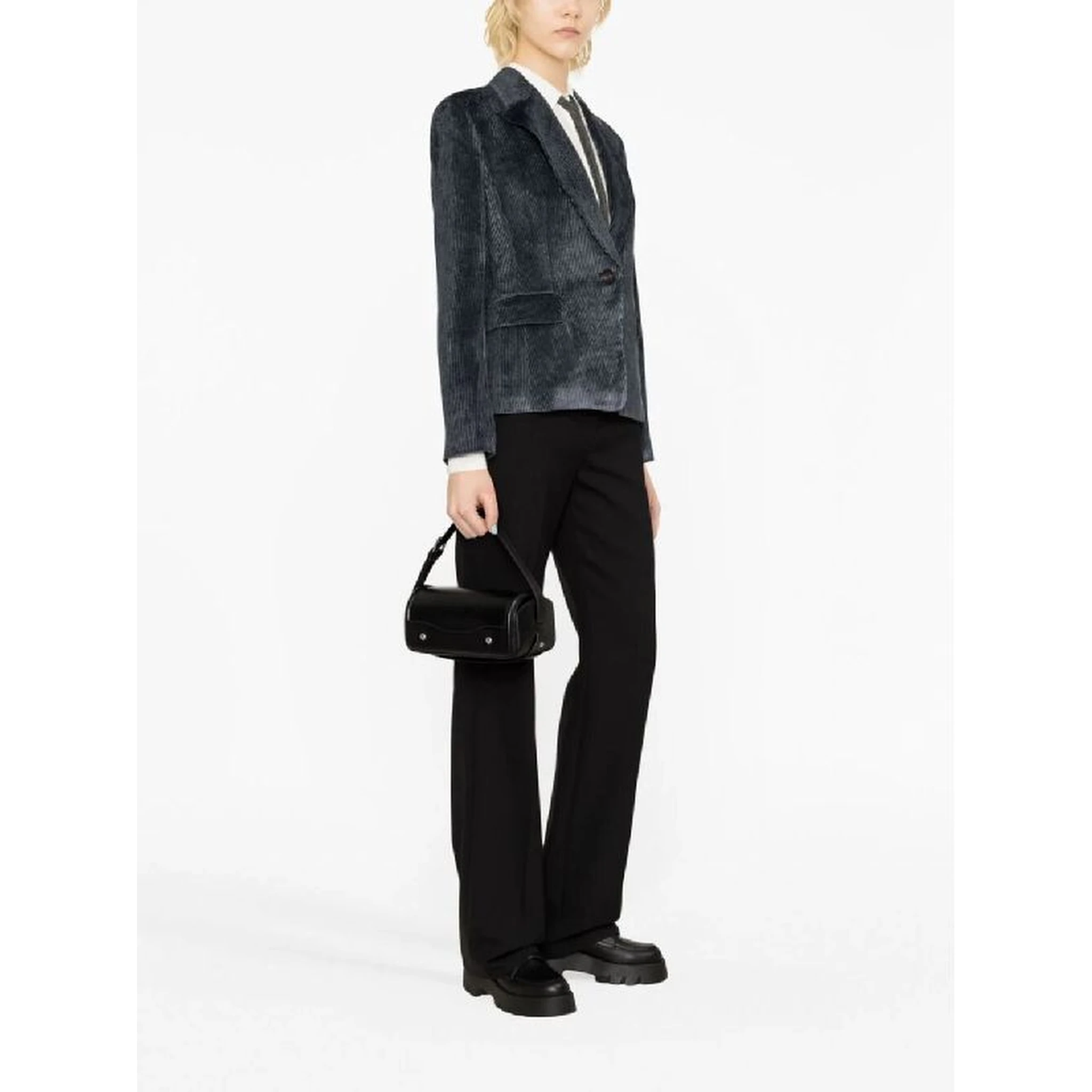 Blue Viscose Jackets And Coat